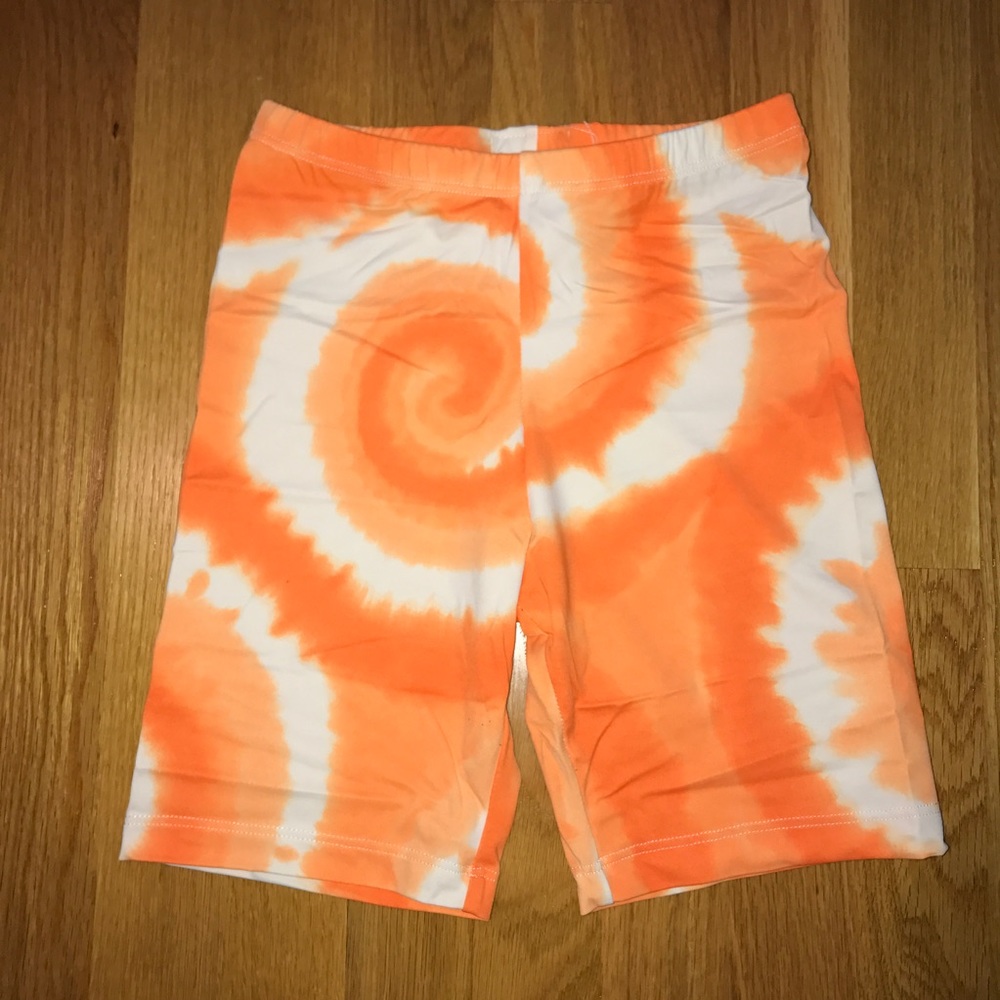 Orange Tie-Dye Spandex Shorts